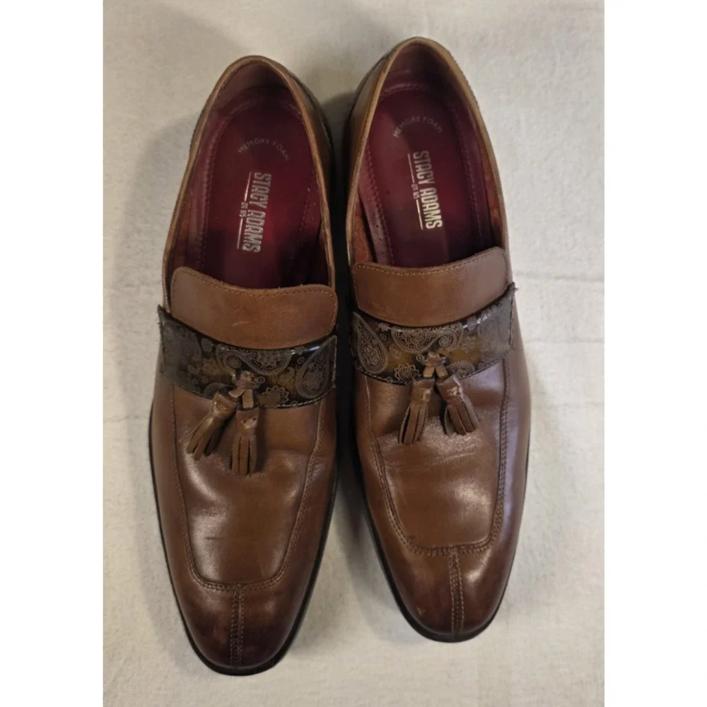 Stacy Adams Quinby Mock Toe Brown Leather Shoes‎ Size 11 Mens Paisley